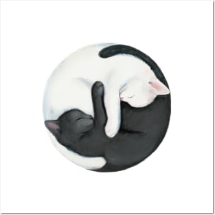 Yin Yang Balancing Cats Posters and Art